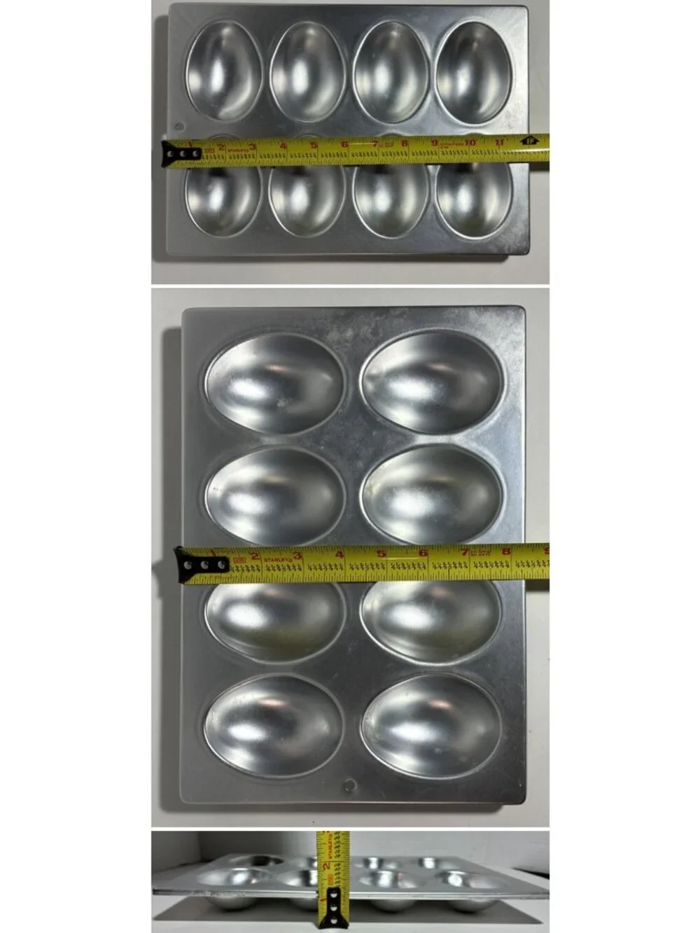 Wilton 8 Egg Shaped Mini Cake Pan Mold Easter Eggs #2105-2118 Aluminum VTG 1989